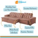 Ver imagem 5 de Sofá Retrátil Reclinável 7 Lugares 350cm com Pillow Veludo Rose Alasca Megasul