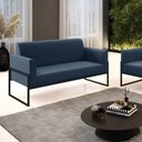 Ver imagem 2 de Sofá Namoradeira Base Industrial Alta Preto Marisa Suede D03 - D’Rossi Azul Marinho