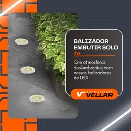 Kit 10 Mini Balizador Branco Frio 6000k Led P/ Chão Jardim 3w Embutir Blindado Solo - 2