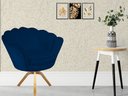 Ver imagem 4 de Kit 2 Poltronas Decorativa Pétala Base Giratória Madeira Suede Azul Marinho Mz Decor