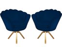 Ver imagem 1 de Kit 2 Poltronas Decorativa Pétala Base Giratória Madeira Suede Azul Marinho Mz Decor