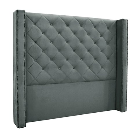 Cabeceira Decorativa Queen Size 1,84M Loewe Veludo Cinza - Gran Belo