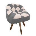 Ver imagem 2 de Poltrona Paloma Escritório Sala Giratória Madeira Suede Cinza e Suede Bege - Dominic Decor