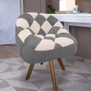 Ver imagem 1 de Poltrona Paloma Escritório Sala Giratória Madeira Suede Cinza e Suede Bege - Dominic Decor