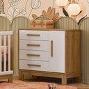 Ver imagem 4 de Conjunto Guarda Roupa e Cômoda Villa Savana 3 Portas MDP Branco Qmovi