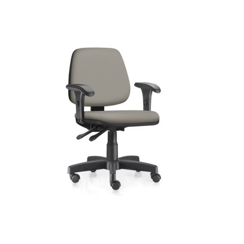 Cadeira Job Frisokar Executiva Ergonômica Back System Nr17 com Braços em Couro Ecológico Cinza