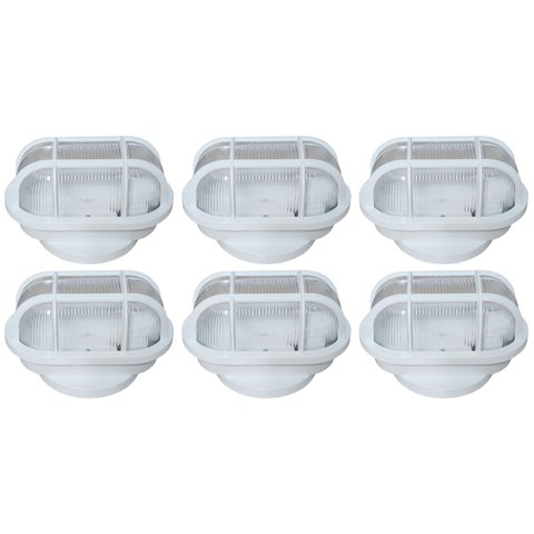 Kit 6 Arandela Oval Branca Tipo Tartaruga Pvc para Led