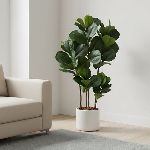 2 Plantas Fícus Artificial Silicone Árvore Decorativa para Casa, Escritório, Evento Luxo Permanente