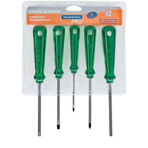 Jogo de chaves de fenda Pro 5 peças verde Tramontina