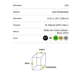 Arandela Vênus com vidro 1 lâmpada 210 20W preta Ideal - 4