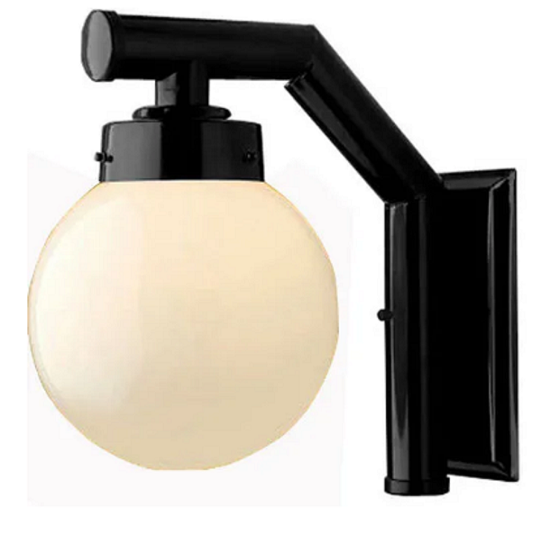 Arandela Vênus com vidro 1 lâmpada 210 20W preta Ideal