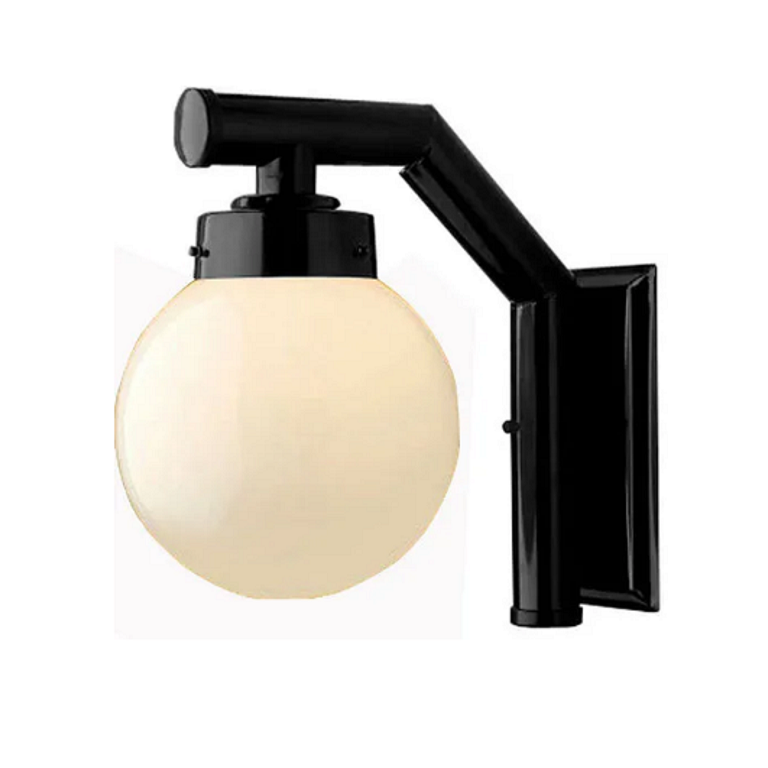 Arandela Vênus com vidro 1 lâmpada 210 20W preta Ideal