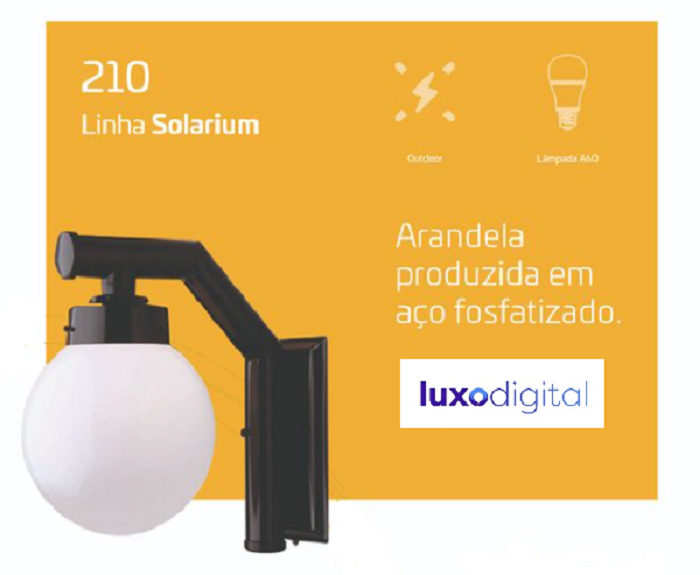 Arandela Vênus com vidro 1 lâmpada 210 20W preta Ideal - 3