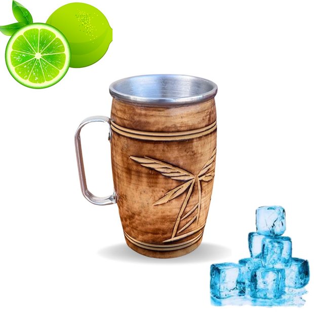 Ver imagem 1 de Copo Madeira e Alumínio 250ml Sudeste Rústico