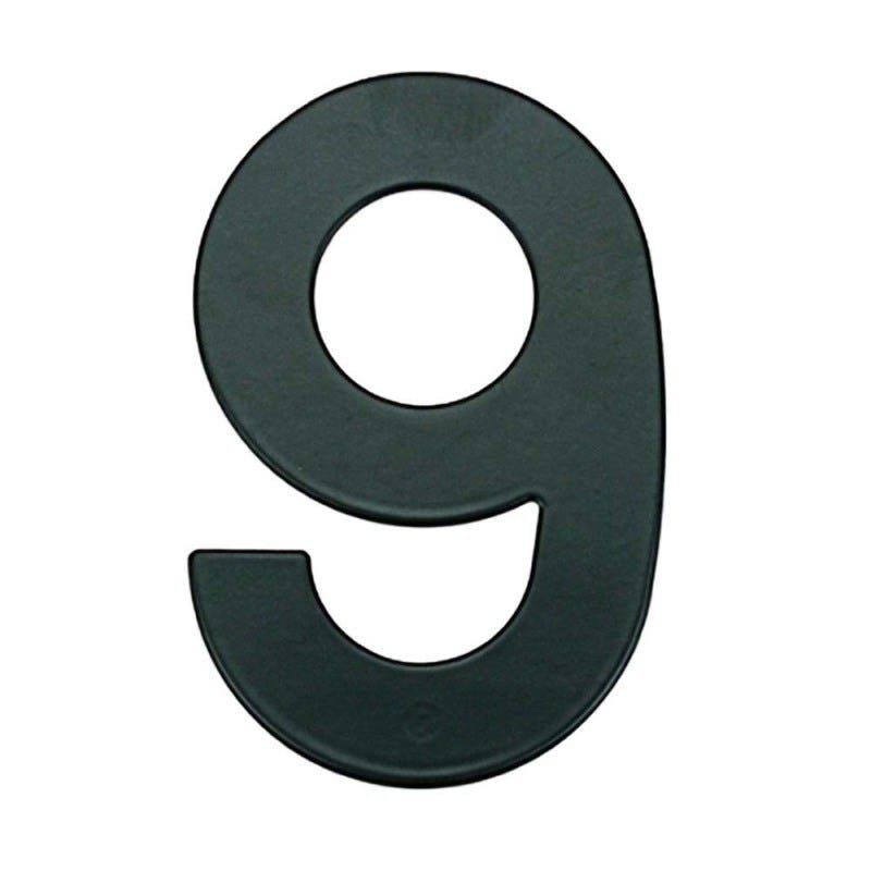 Número 9 de aço com bucha e parafuso 14,5cm preto Bemfixa