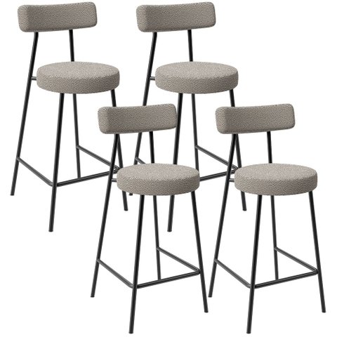Kit 04 Banquetas Baixa para Cozinha Sala de Jantar Bar Bancada Milão L02 Bouclê Creme - lyam decor L