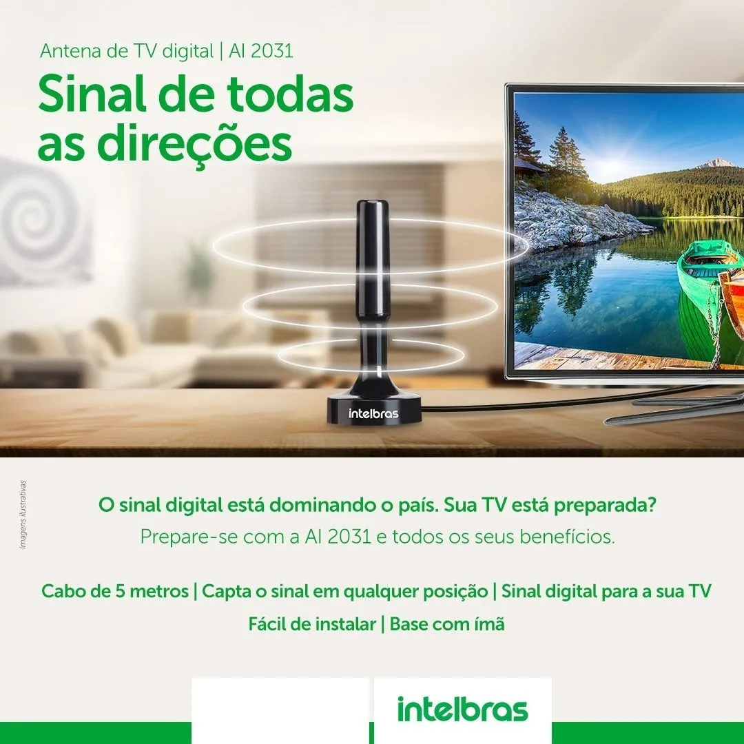 Antena Interna Tv Digital Intelbras Uhf Full Hdtv 4k Ai 2031 - 7