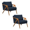 Ver imagem 1 de Kit 2 Poltronas Mona Monique Luxo Base Madeira Maciça Cerejeira Veludo Azul