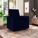Ver imagem 3 de Poltrona Decorativa Amamentação Reforçada e Puff Alice Suede Azul Marinho