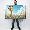 Ver imagem 2 de Quadro Decorativo Baby Girafinha em Tela Canvas Tacolado Moldura Flutuante 4,5cm Freijó 80 X 120cm
