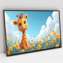 Ver imagem 1 de Quadro Decorativo Baby Girafinha em Tela Canvas Tacolado Moldura Flutuante 4,5cm Freijó 80 X 120cm