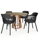 Ver imagem 1 de Conjunto Mesa de Jantar Redonda Talia Amadeirada Natural 120cm com 4 Cadeiras Marcela - Preto
