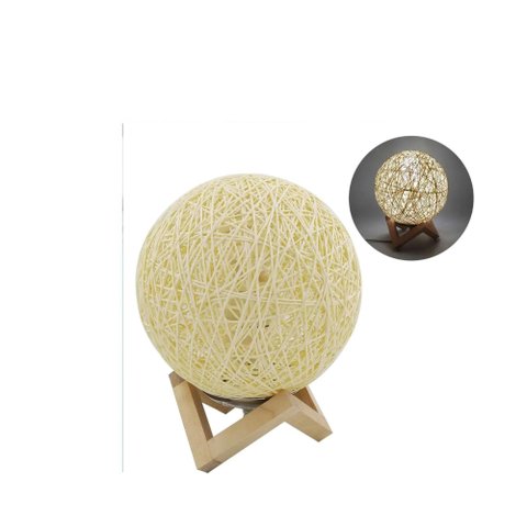 Abajur Redondo em Barbante/madeira