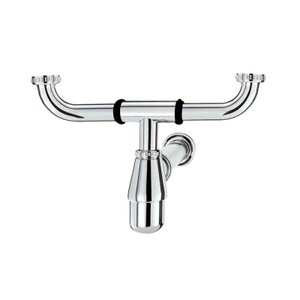 Sifão para pias de cozinha duplo 1.1/2" x 2" 30cm cromado Esteves