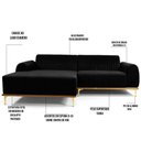Ver imagem 5 de Sofá 320cm 5 Lugares Chaise Esquerdo Pés Gold B-300 Preto