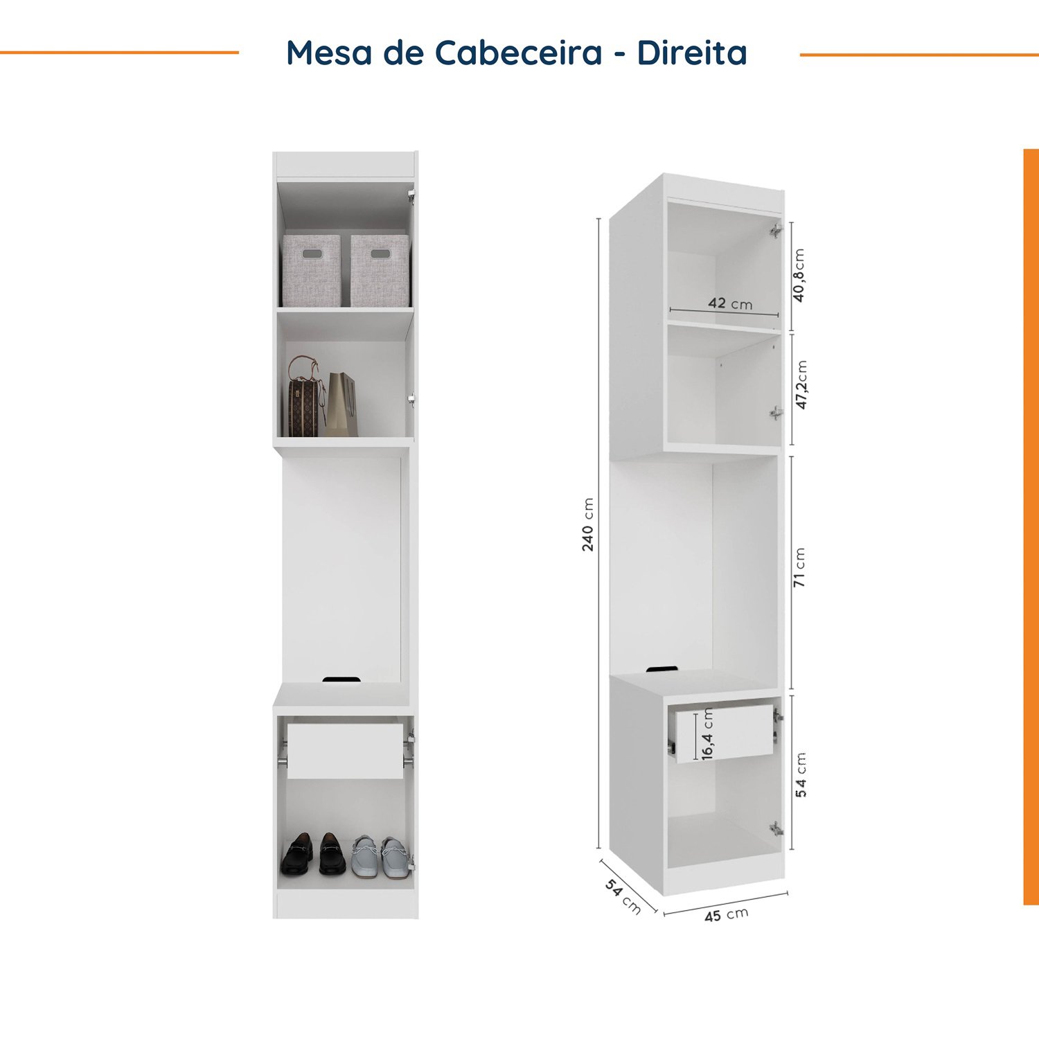 Guarda Roupa Modulado de Canto 10 Portas 5 Peças e 2 Mesas de Cabeceira Hera CabeCasa MadeiraMadeira - 13