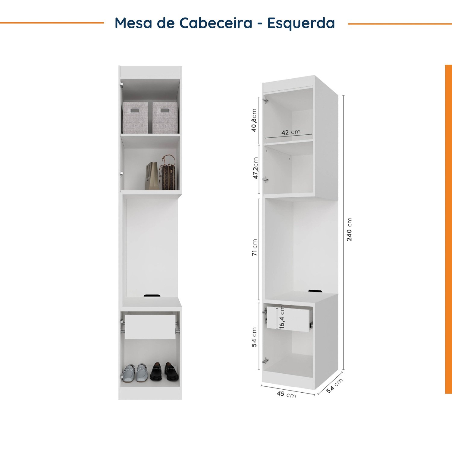 Guarda Roupa Modulado de Casal com Espelho 12 Portas 6 Peças e 2 Mesas de Cabeceira Hera CabeCasa MadeiraMadeira - 13