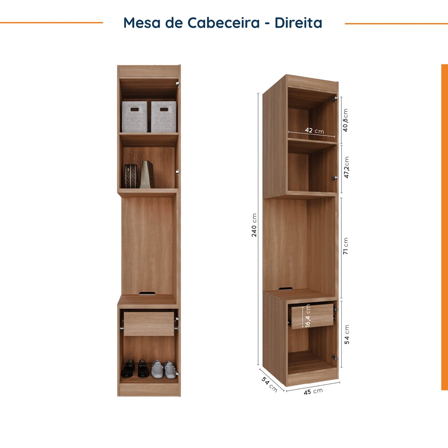 Guarda Roupa Modulado de Casal 10 Portas 5 Peças e 1 Mesa de Cabeceira Hera CabeCasa MadeiraMadeira - 13