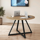 Ver imagem 1 de Mesa Reunião Redonda 110cm Home Office Concept Marrom/Nogal Sevilha/Preto