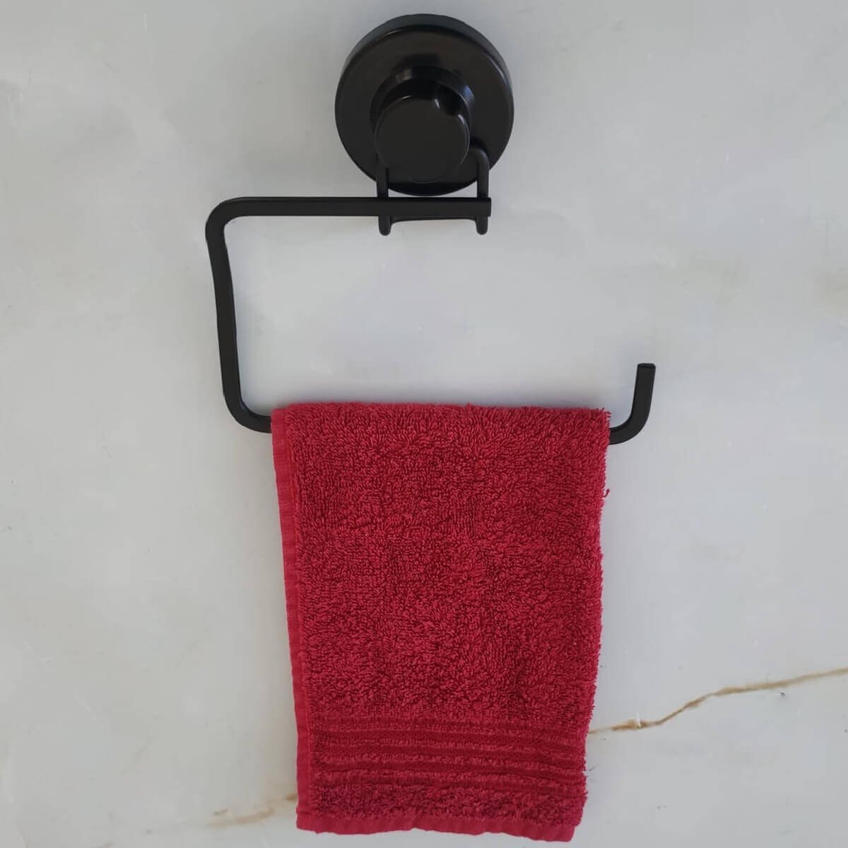 Toalheiro com Ventosa Preto Fosco Porta Toalha de Rosto para Banheiro Lavabo Faciliti - 4