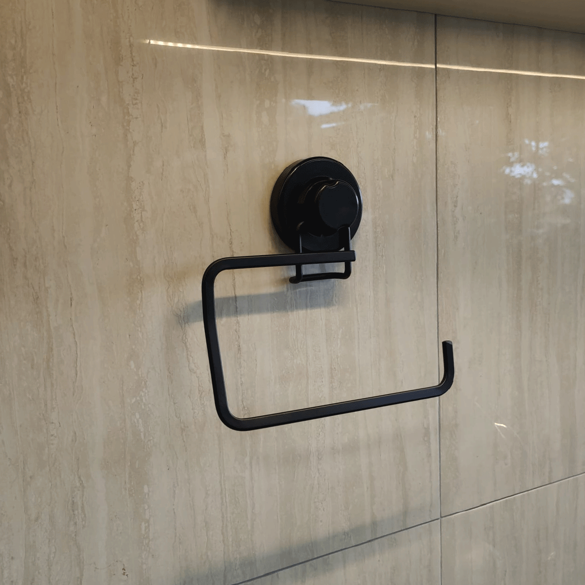 Toalheiro com Ventosa Preto Fosco Porta Toalha de Rosto para Banheiro Lavabo Faciliti - 8