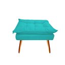 Ver imagem 4 de Kit Poltrona + Puff Decorativo Opala Suede Azul Tifany Pés Madeira Ms Decor