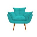 Ver imagem 2 de Kit Poltrona + Puff Decorativo Opala Suede Azul Tifany Pés Madeira Ms Decor