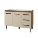 Ver imagem 2 de Balcão Gabinete para Pia Bia 118cm 02 Portas 03 Gavetas sem Tampo Savana Off White - Desk Design