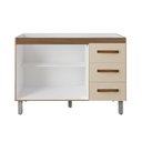 Ver imagem 3 de Balcão Gabinete para Pia Bia 118cm 02 Portas 03 Gavetas sem Tampo Savana Off White - Desk Design