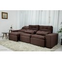 Ver imagem 2 de Sofá Retrátil e Reclinável com 2,50m de Largura em Tecido Suede:marrom