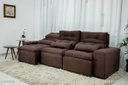 Ver imagem 2 de Sofá Retrátil e Reclinável com 2,50m de Largura em Tecido Suede:marrom