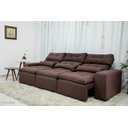 Ver imagem 1 de Sofá Retrátil e Reclinável com 2,50m de Largura em Tecido Suede:marrom