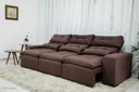 Ver imagem 1 de Sofá Retrátil e Reclinável com 2,50m de Largura em Tecido Suede:marrom