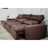 Sofá Retrátil e Reclinável com 2,50m de Largura em Tecido Suede:marrom - 3
