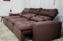 Ver imagem 3 de Sofá Retrátil e Reclinável com 2,50m de Largura em Tecido Suede:marrom