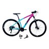 Bicicleta Aro 29 Ksw Xlt 24v Câmbio Shimano Acera K7 Garfo Trava Freio a Disco - Rosa/azul Tam.19 - 1