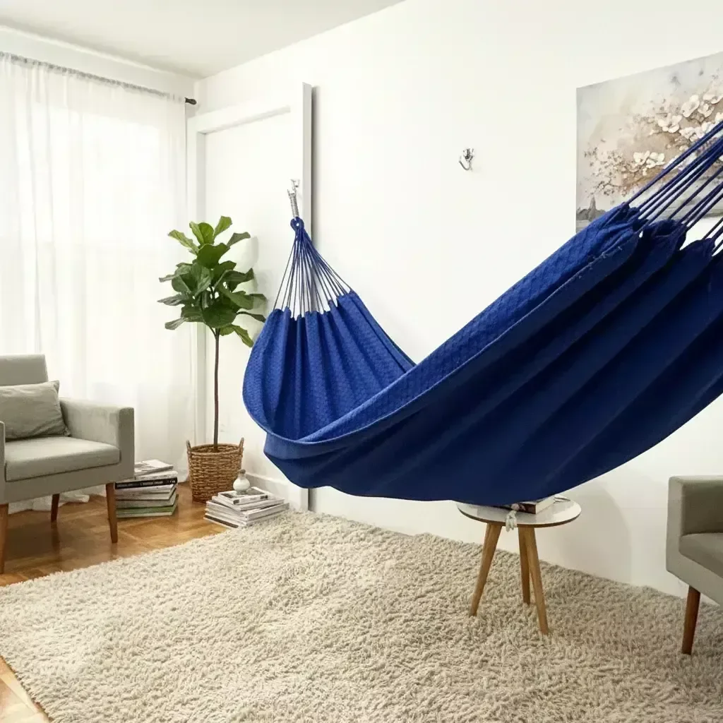 Ver imagem 7 de Rede de Descanso Artesanal Azul Luxo Premium – Casal Gigante (300 Kg)