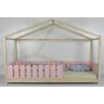 Cama Infantil Solteiro Frente Casinha Colorida Madeira Maciça Pinus Grade Cercadinho - 1