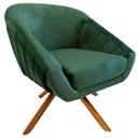 Ver imagem 3 de Kit Duas Poltrona Giovana Base Giratória Ferro e Madeira em Sued Premium:verde Musgo