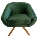 Ver imagem 4 de Kit Duas Poltrona Giovana Base Giratória Ferro e Madeira em Sued Premium:verde Musgo